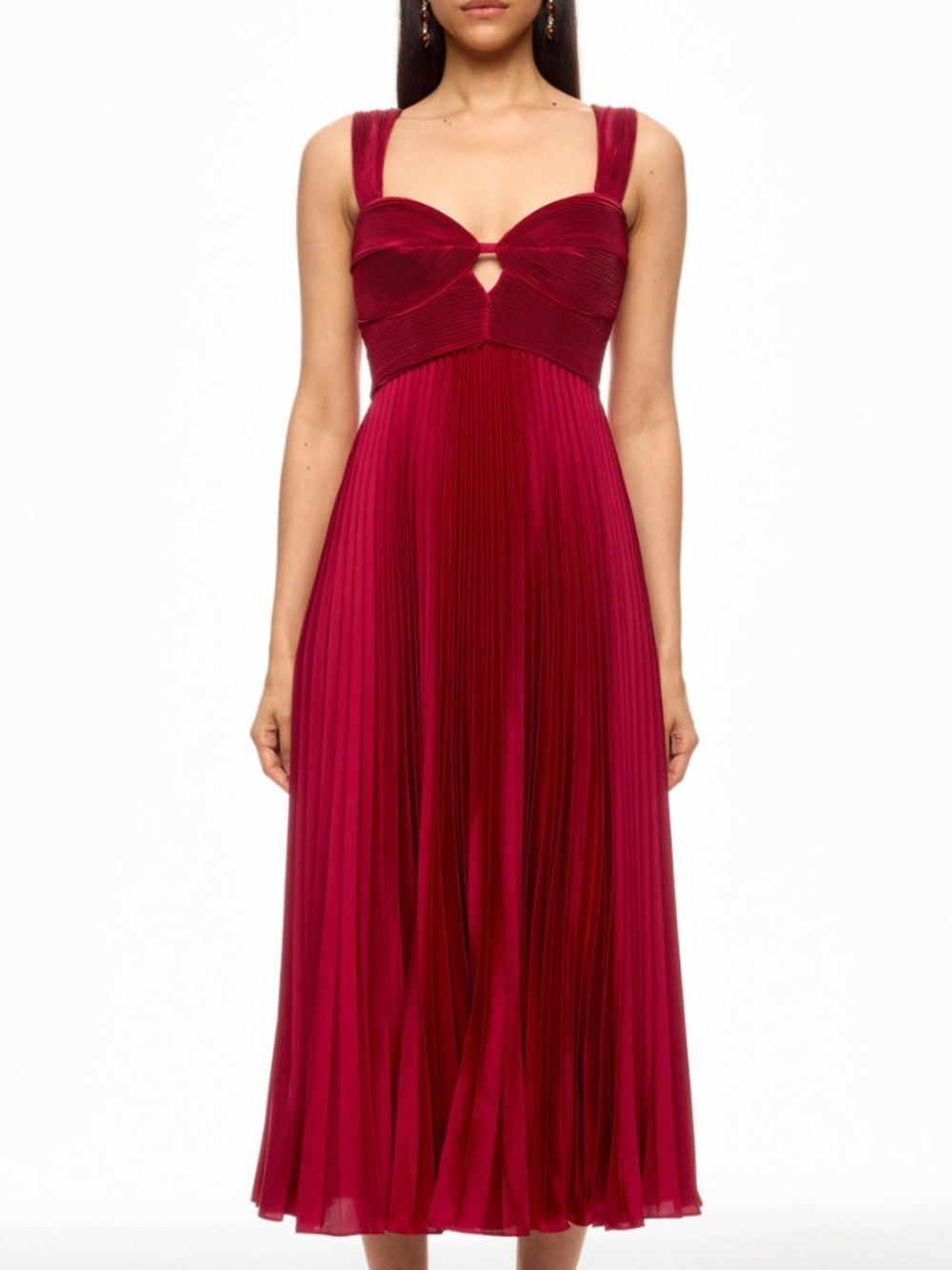 Amur Giselle Red Burgundy Pleated Midi Dress - Size 8